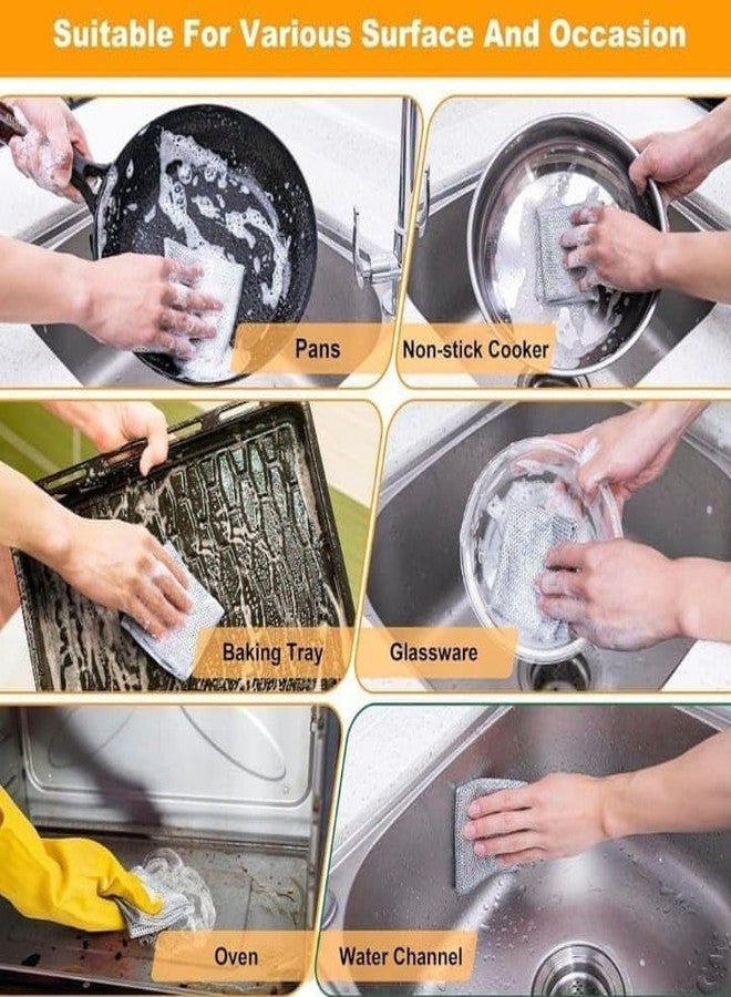 DISONE Non-Scratch Wire Dishcloth & Gaps Cleaning Brush, Multipurpose Wire Dishwashing Rags for Wet and Dry, Easy Rinsing, Reusable, Wire Cleaning Cloth for Kitchen, Sinks, Pots (Pack of 3) - Image 2